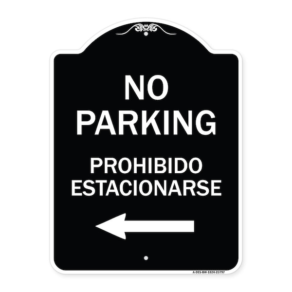 No Parking Prohibido Estacionarse Heavy-Gauge Aluminum Architectural Sign, 24" x 18", BW-1824-23797
